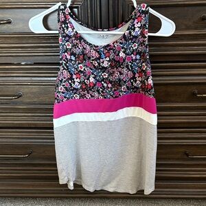 Floral and Striped Sleeveless Top